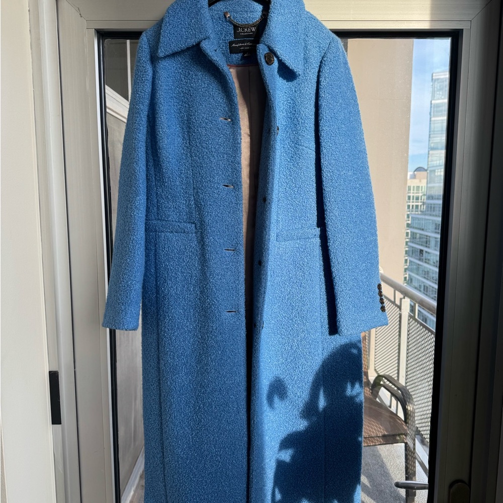 J Crew Blue Long Wool Coat
